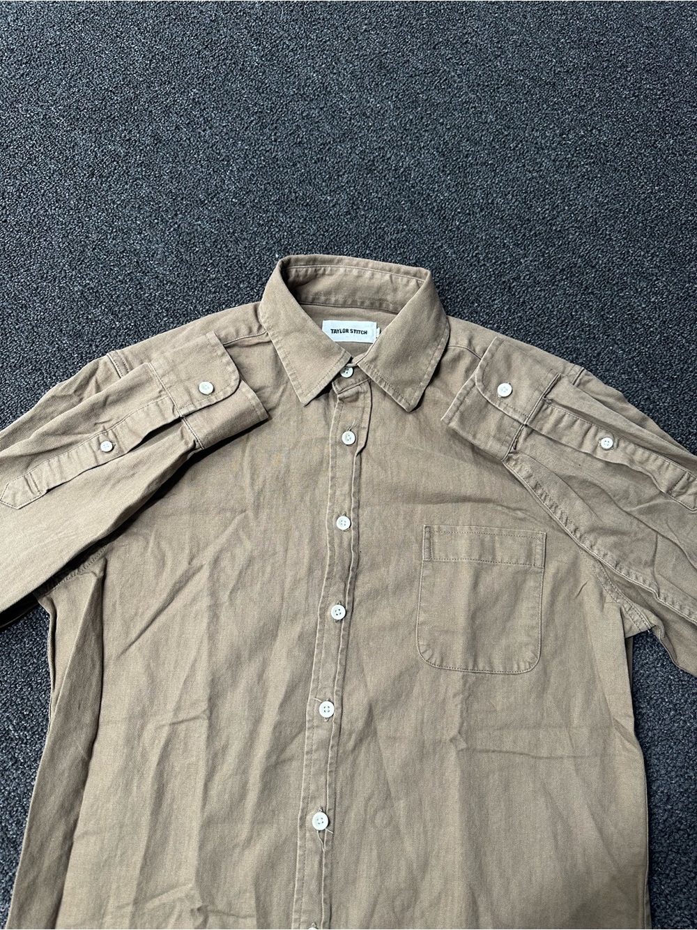 Taylor Stitch Shirt Mens 36 Brown Linen Blend Long Sleeve Button Down
